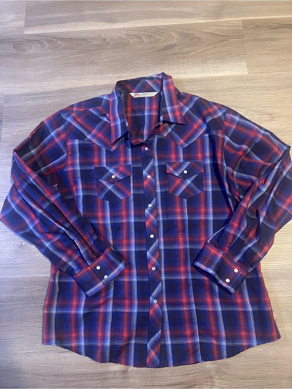 Cumberland Outfitters pearl snap down plaid long sleeve shirt, sz 2X